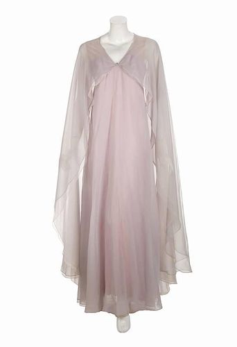 NANCY WILSON PALE PINK AND GREY CHIFFON GOWN