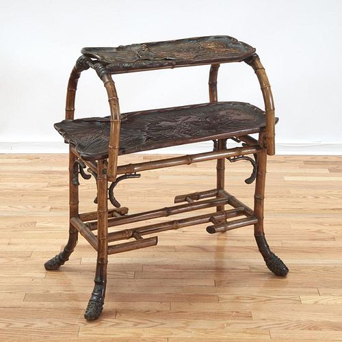 Asian Export bamboo carved table