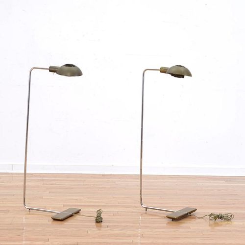 Pair Cedric Hartman brass and Lucite floor lamps