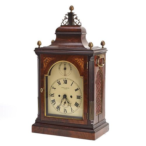 George II style inlaid mahogany bracket clock