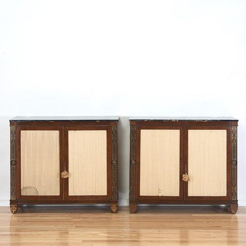 Pair Regency rosewood marble top cabinets