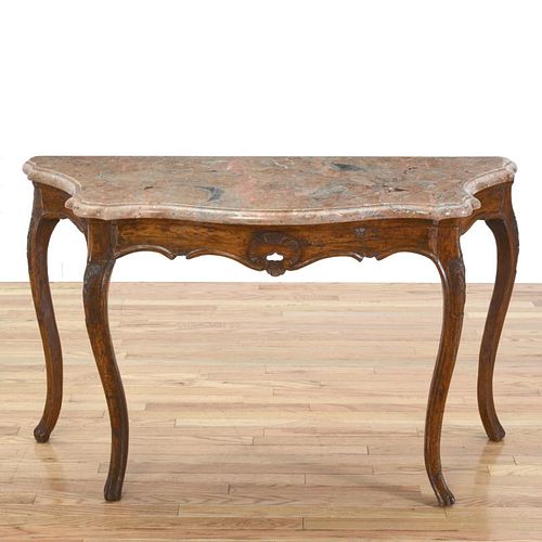 French Provincial marble top console table