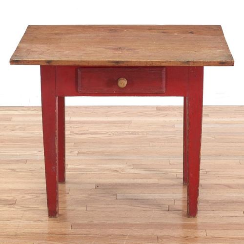 American red painted pine tavern table