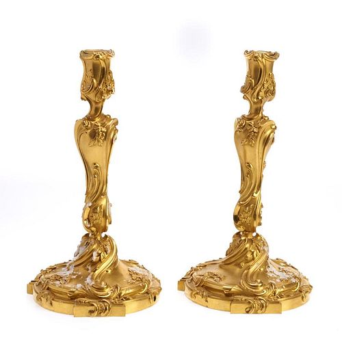 Very Fine pair Louis XV ormolu candlesticks