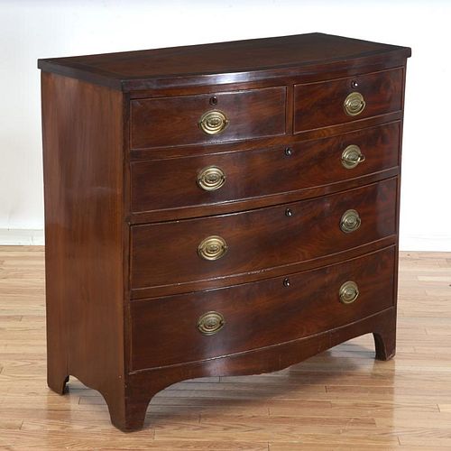 George III mahogany inlaid bow front chest