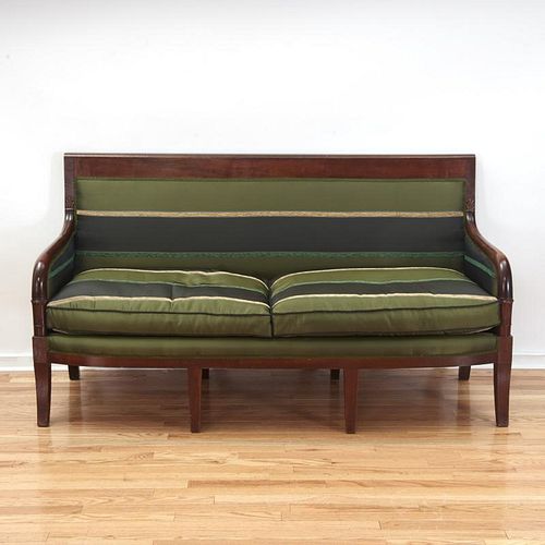 Consulat silk upholstered mahogany sofa