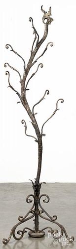 Bronze tree-form coat rack, early 20th c., 66 1/2'' h.