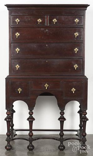 William & Mary style mahogany high chest, 79'' h., 38'' w.