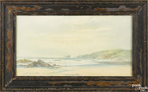 William Trost Richards (American 1833-1905), watercolor coastal scene, signed lower left