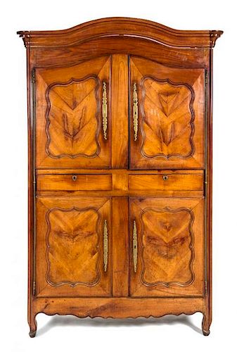 * A French Provincial Walnut Linen Press Height 94 1/4 x width 55 1/2 x depth 21 inches.