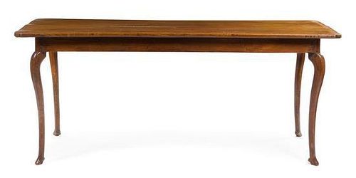 * A French Provincial Walnut Dining Table Height 31 x width 77 x depth 27 3/4 inches.