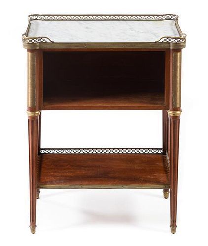 A Louis XVI Style Gilt Bronze Mounted Mahogany Side Table Height 29 x width 22 3/4 x depth 13 7/8 inches.