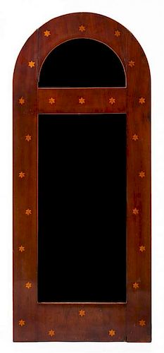 An Empire Mahogany Mirror Height 52 x width 22 inches.