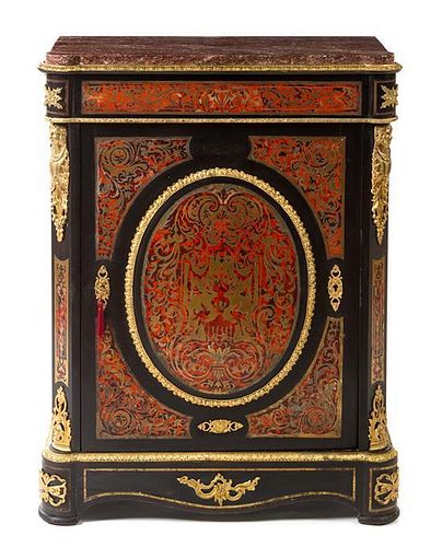 A Napoleon III Gilt Bronze Mounted Boulle Marquetry Meuble d'Appui Height 41 1/2 x width 31 1/2 x depth 14 inches.