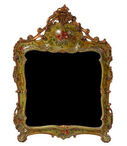 * A Venetian Style Painted Mirror Height 36 x width 26 inches.