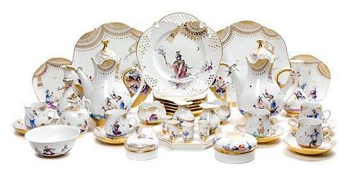 * A Meissen Porcelain Tea Service Height of coffee pot 11 1/2 inches.