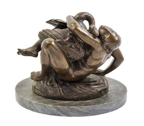 A Continental Bronze Figural Group Width 8 1/2 inches.