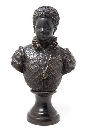 * A Venetian Style Cast Metal Bust Height 20 5/8 inches.
