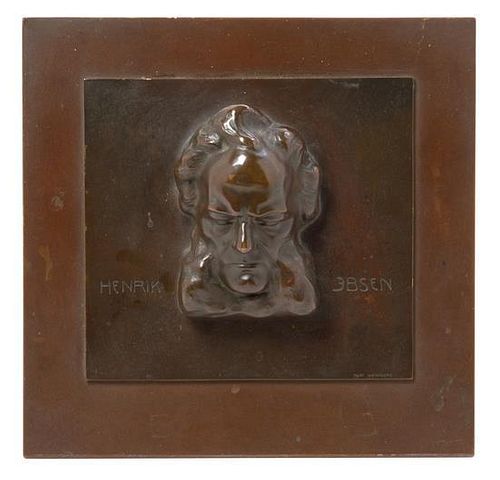 A Continental Bronze Relief Plaque Height 9 1/2 x width 9 1/2