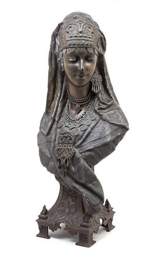 A Continental Cast Metal Bust Height 29 inches.