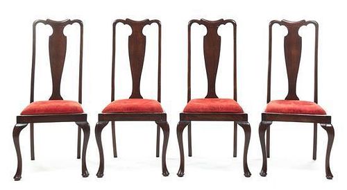 * An Assembled Set of Eight Queen Anne Style Mahogany Dining Chairs Height of tallest 42 inches.
