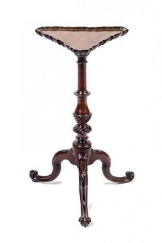 * A George II Mahogany Kettle Stand Height 24 1/2 x diameter 11 inches.