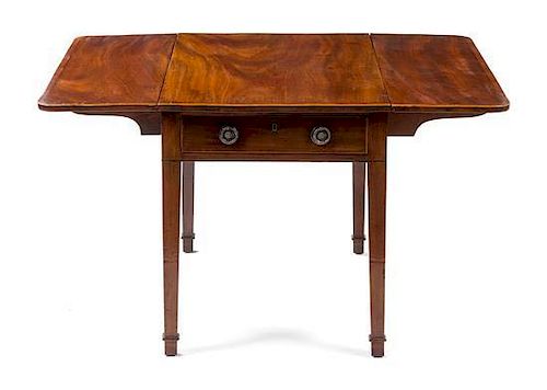 * A George III Mahogany Pembroke Table Height 22 1/8 x width 20 x depth 31 3/4 inches (closed).
