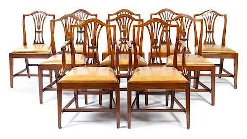 * A Set of Ten Hepplewhite Style Mahogany Dining Chairs Height 37 1/2 inches.