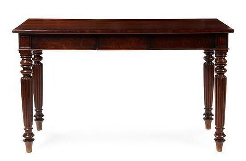A William IV Mahogany Console Table Height 37 1/2 x width 63 1/4 x depth 24 1/2 inches.