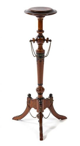 * A Late Victorian Part Ebonized Mahogany Pedestal Height 36 inches.