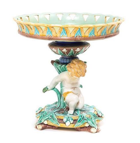 * A Wedgwood Majolica Figural Centerpiece Diameter 8 1/2 inches.