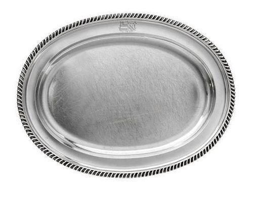 * A William IV Silver Meat Platter, Paul Storr, London, 1832, retailed by Storr & Mortimer, London, of oval form with an engrave