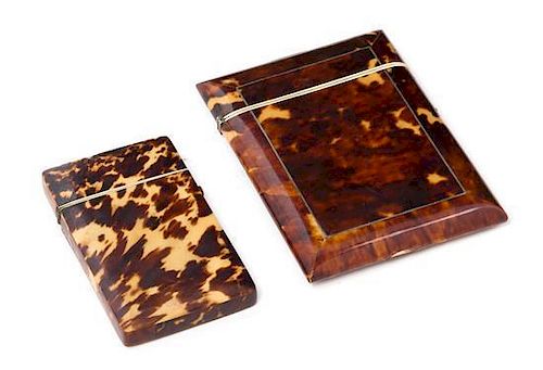 Two Tortoise Shell Card Cases Length of longest 4 1/8 inches.