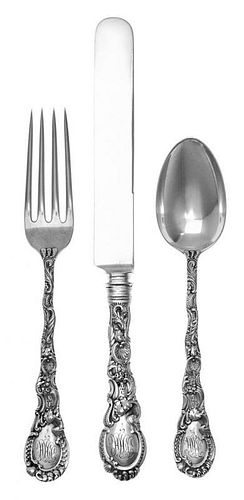 An American Silver Flatware Service, Theodore B. Starr, New York, NY, comprising: 12 dinner knives 12 luncheon knives 12 salad f