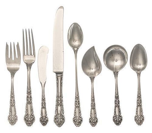 * An American Silver Flatware Service, Reed and Barton, Taunton, MA, French Renaissance pattern, comprising: 10 dinner knives 5