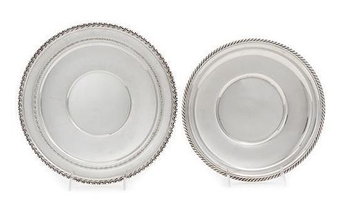 * Two American Silver Serving Platters, , comprising a circular example with a gadrooned rim, Gorham Mfg. Co., Providence, RI, a