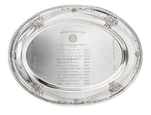 * An American Silver Presentation Tray, Barbour Silver Co., Hartford, CT, of oval form, chased with foliate decoration at interv