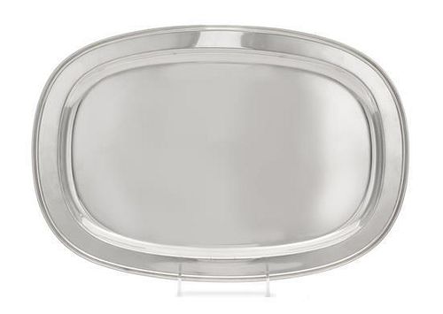 * An American Silver Meat Platter, Lebolt & Co., Chicago, IL, 20th Century, of oval form with reeded rims.