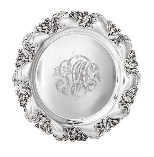 * An American Silver Platter, Mauser Mfg. Co., New York, NY, 1900, retailed by Lebolt & Co., of shaped circular form with a bold
