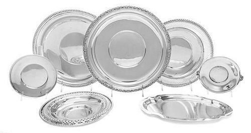* A Group of American Silver Dishes, Various Makers, 20th Century, comprising a circular dish with a gadrooned border, an Intern