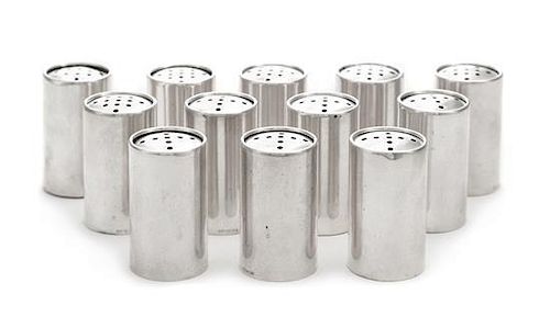 * Twelve American Silver Casters, , each of plain columnar form.
