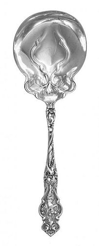 An American Art Nouveau Silver Serving Spoon, R. Wallace & Sons Mfg. Co., Wallingford, CT, monogrammed GFS on the underside.