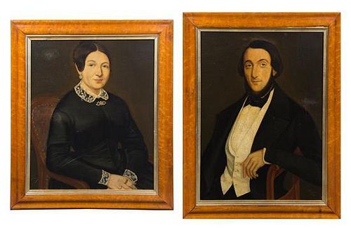 Artist Unknown, (American, 19th Century), Portraits of a Man and a Woman (two works)