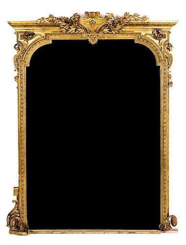 A Victorian Giltwood Mirror Height 79 inches.