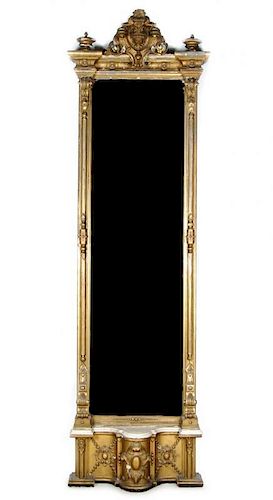 A Victorian Giltwood Pier Mirror Height 144 inches.