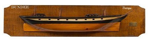 A Polychrome Half-Hull Model of a Yacht Width 54 inches.