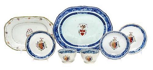 * A Group of Chinese Export Porcelain Armorial Articles Width of widest 11 7/8 inches.