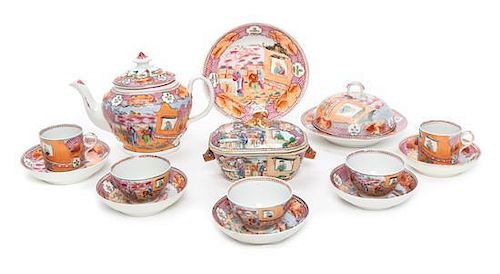 A Chinese Export Porcelain Tea Set Height of tallest 7 inches.