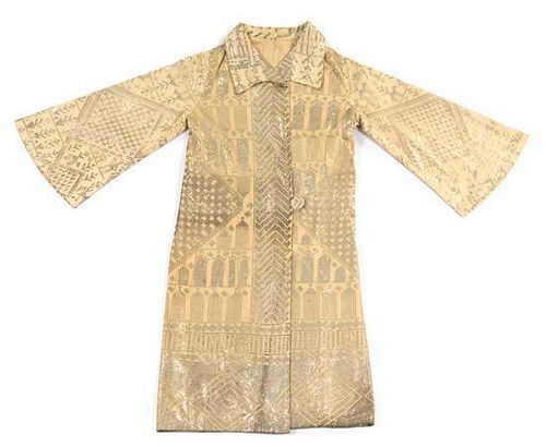 * An Egyptian Silver on Ecru Assuit Coat Length 49 inches.