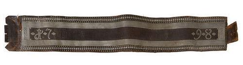 * An Eastern European Metal Studded Leather Belt Length 35 inches.